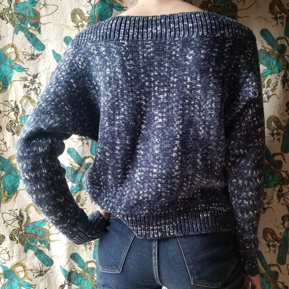 Gap Off the Shoulder Winter Blue Space Dye Sweater (XS) - Picture 2 of 8